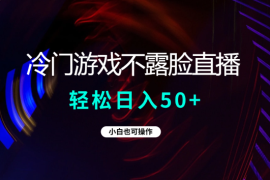 最新冷门游戏不露脸直播，轻松日入50+，小白也可操作