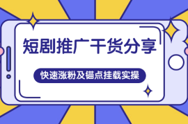 短剧推广干货分享，短剧快速涨粉及番茄锚点挂载实操
