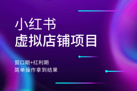 小红书虚拟店铺项目，窗口期+红利期，简单操作拿到结果