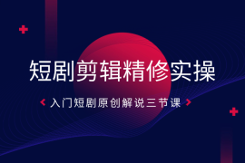 短剧剪辑精修实操课，入门短剧原创解说