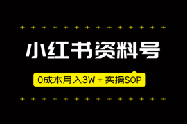 玩转小红书资料号，0成本月入3W＋，实操SOP