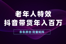 老年人特效抖音带货年入百万，条条原创，非常适合批量矩阵操作